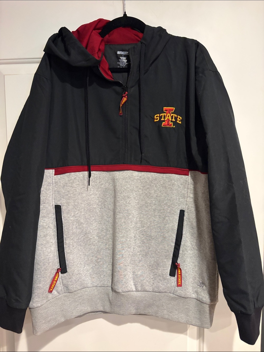 Iowa State Pullover Hoodie Jacket - Black, Gray & Red